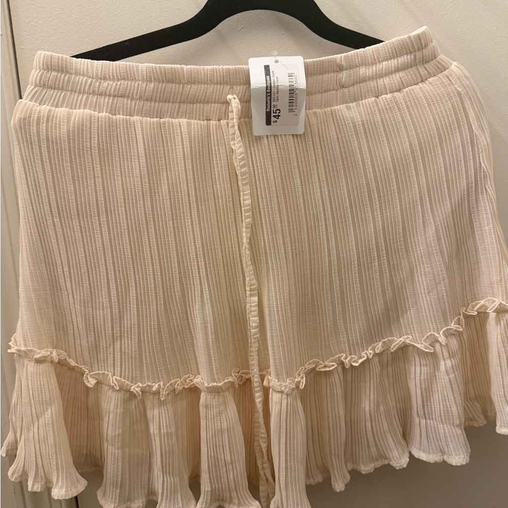 She + Sky Cream Ruffle Skater Skirt